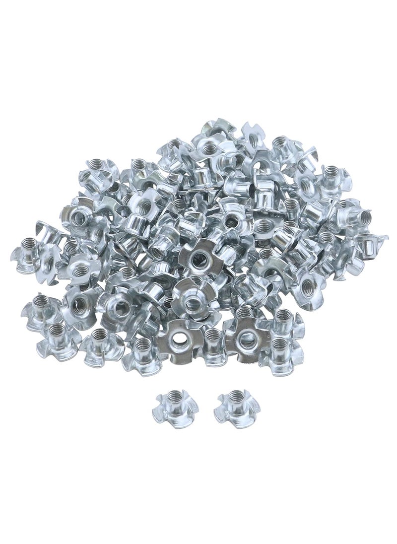 Antrader Antrader M6 x 8 Galvanized TNuts Pronged Tee Nut Four Claw Furniture Corner Nails Threaded Insert Pack of 100  - Image 1