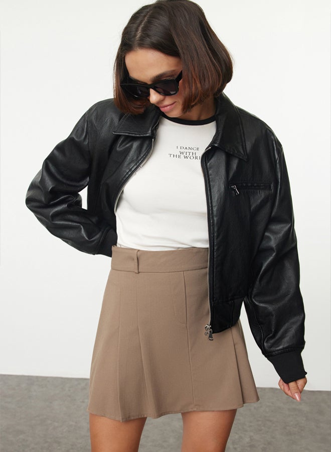 trendyol Dark Beige Mini Length Woven Skirt  - Image 2