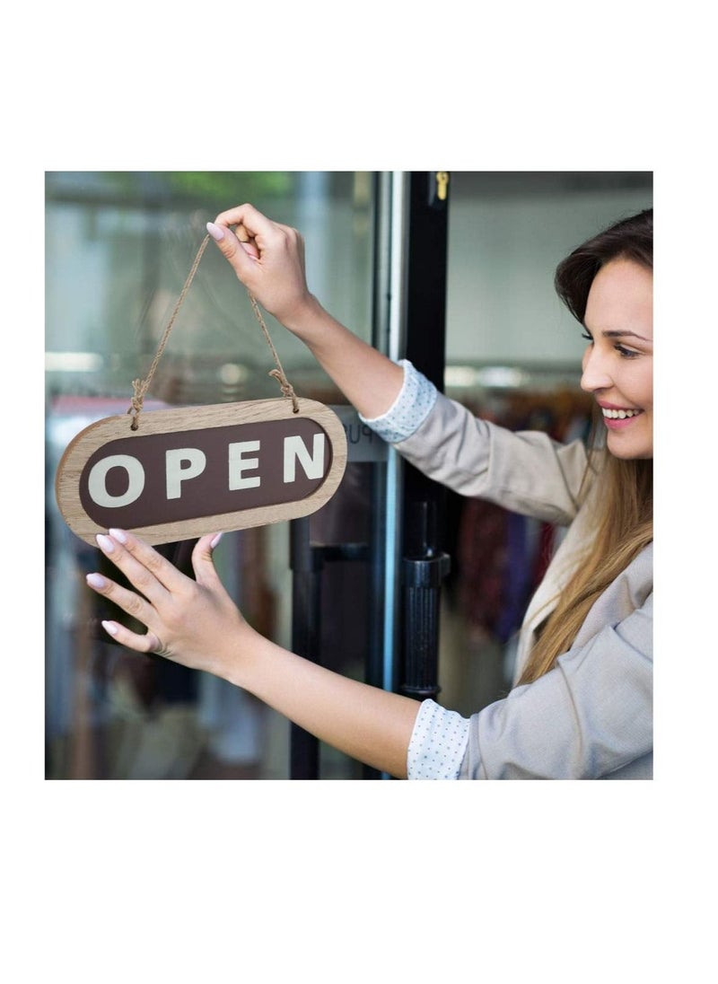 Open/Closed Sign, Open Signs for Business, Wooden Shop Door Sign Double, Suitable for Stores, Restaurants Offices Retail Shops (Grey, Brown) - Image 5