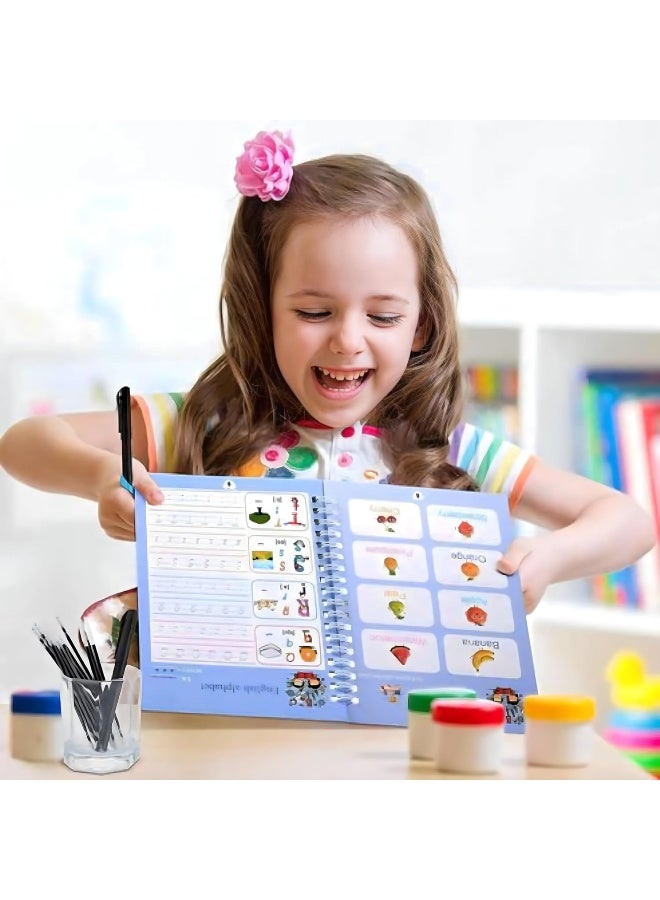 8 قطع دفتر نسخ سحري قابل لإعادة الاستخدام، دفاتر خط اليد، تصميم قالب الأخاديد ومساعد خط اليد، خط متصل للأطفال الصغار، التحكم في القلم العربي، التعليم المبكر ورياض الأطفال - Image 2