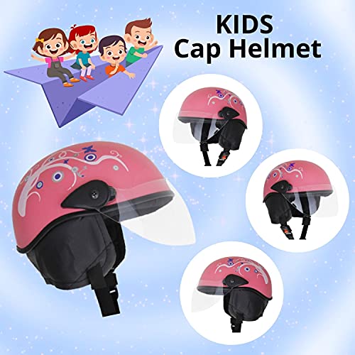 Western Era Stylish Lovable Half Face Helmet for Kids || Baby Safety and Comfort || (3-12 Years) (Pink Glossy) (Blue Sticker) (Non-Motorized) - Image 3