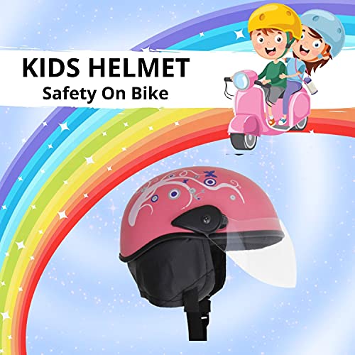 Western Era Stylish Lovable Half Face Helmet for Kids || Baby Safety and Comfort || (3-12 Years) (Pink Glossy) (Blue Sticker) (Non-Motorized) - Image 2