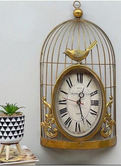 Golden bird cage creative design wall clock