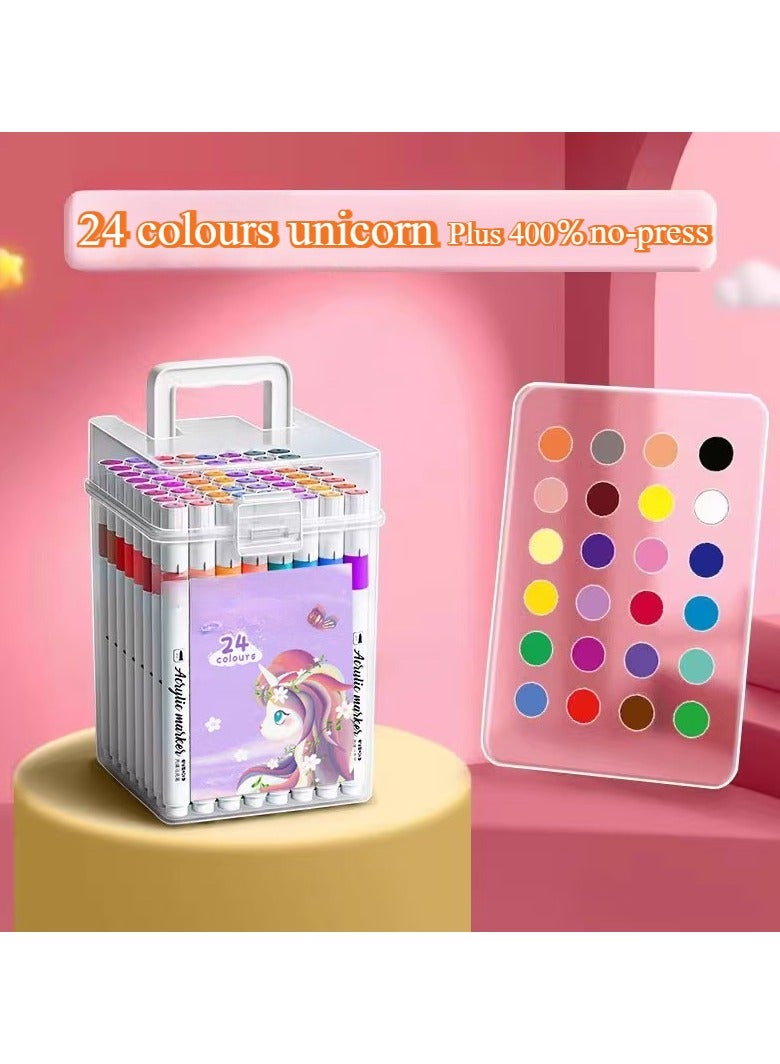 24 /48/120 Piece Children's Acrylic Painting Pens - Waterproof, opaque colouring pens, stackable, quick drying, hand painted, ideal for kindergarten school supplies! - Image 2