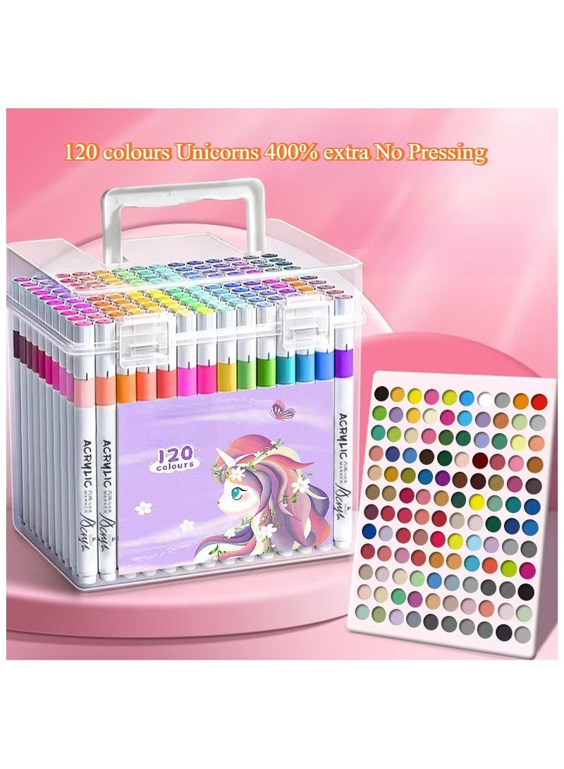 24 /48/120 Piece Children's Acrylic Painting Pens - Waterproof, opaque colouring pens, stackable, quick drying, hand painted, ideal for kindergarten school supplies! - Image 1