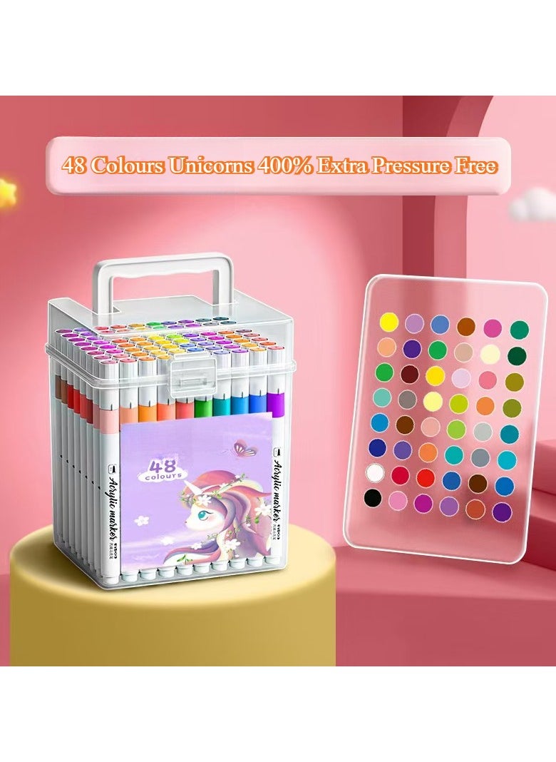 24 /48/120 Piece Children's Acrylic Painting Pens - Waterproof, opaque colouring pens, stackable, quick drying, hand painted, ideal for kindergarten school supplies!  - Image 2