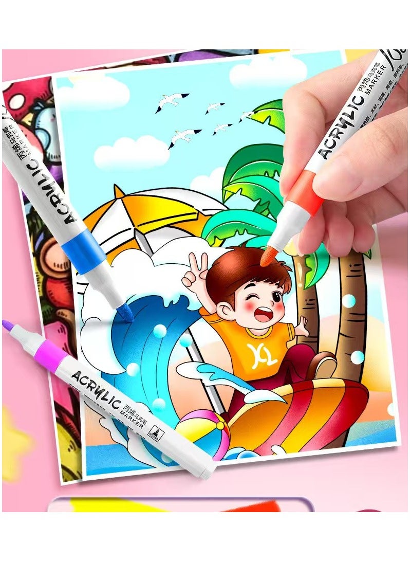 24 /48/120 Piece Children's Acrylic Painting Pens - Waterproof, opaque colouring pens, stackable, quick drying, hand painted, ideal for kindergarten school supplies!  - Image 5