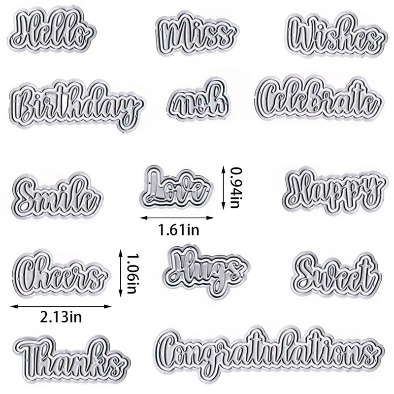 Threetols 14 PCS Holiday Words Metal Die Cuts for Card Making, Birthday Thanksgiving Words Cutting Dies for Paper Craft DIY Decor Holiday Card Making Scrapbooking Paper Album Stamp - Image 2