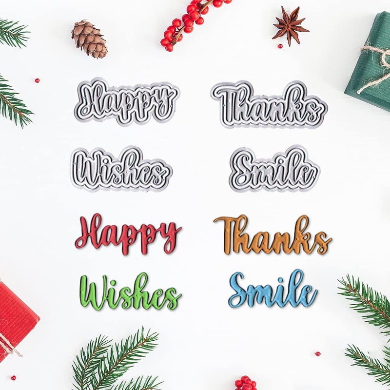 Threetols 14 PCS Holiday Words Metal Die Cuts for Card Making, Birthday Thanksgiving Words Cutting Dies for Paper Craft DIY Decor Holiday Card Making Scrapbooking Paper Album Stamp - Image 5