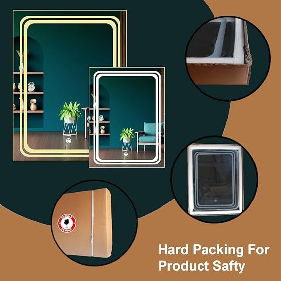 TINITALO Quality Glass Rectangular Led Mirror For Bathroon With Back Light Imported Touch Sensor + Dimmer + White Light + Coold Day Light + Warm Light Total 3 Light Brightness Adjustable,Wall Mount - Image 3