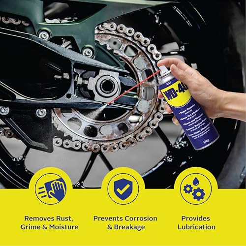 Pidilite WD 40 Maintenance Spray (170 g) with Motomax Chain Lubricant Spray (200ml) Combo Pack | Clean & Lubricate Bike Chains, No Grime Rust Corossion & Friction, Silent and Smooth movement, Enhance Life - Image 3