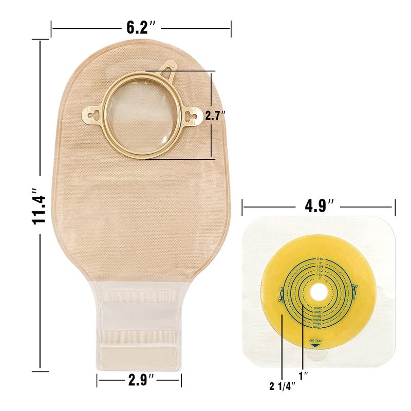 OUCHAN Carbou 21 PCS Ostomy Supplies Colostomy Bags Two Piece Drainable Pouches with Closure 12", Ileostomy Stoma Care,Cut-to-Fit(15pcs Bags+6pcs Barrier) - Image 3
