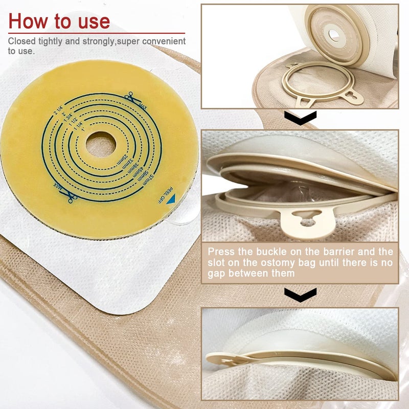 OUCHAN Carbou 21 PCS Ostomy Supplies Colostomy Bags Two Piece Drainable Pouches with Closure 12", Ileostomy Stoma Care,Cut-to-Fit(15pcs Bags+6pcs Barrier) - Image 5