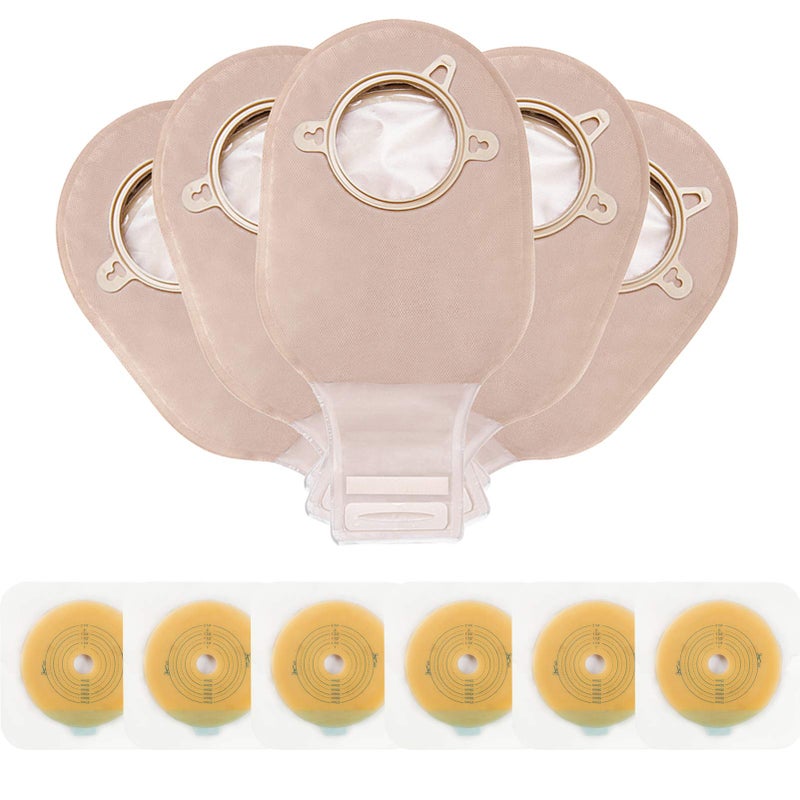 OUCHAN Carbou 21 PCS Ostomy Supplies Colostomy Bags Two Piece Drainable Pouches with Closure 12", Ileostomy Stoma Care,Cut-to-Fit(15pcs Bags+6pcs Barrier) - Image 1