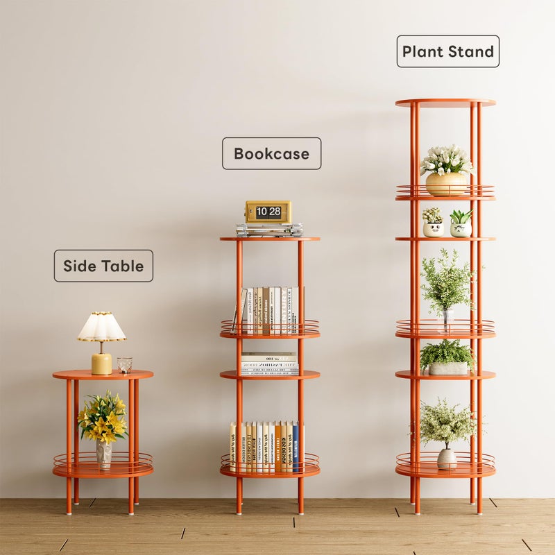 DGSANDGO Small Modern Oval Side Table with Storage,2-Tier Side Tables Living Room,Sturdy Nightstand for Small Space - Living Room, Bedroom, Bathroom, Nursery,ï¼ˆ1 PC,Orangeï¼‰ - Image 4