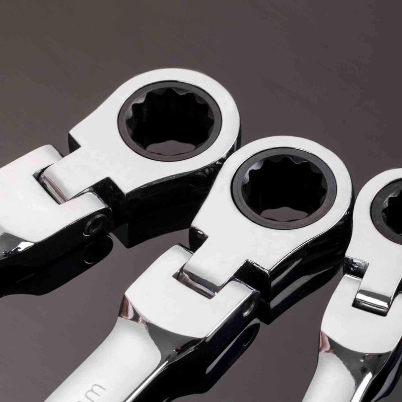 مجموعة مفاتيح ربط مرنة من كوانكا 8 قطع مقاسات SAE من 5/16 بوصة إلى 3/4 بوصة معيارية مفتاح ربط تروس حلقي مع رأس مرن - Image 5
