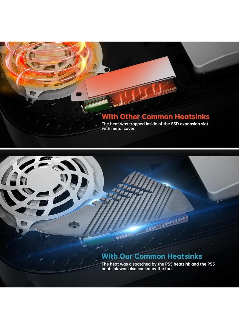 Excefore مبدد حراري M.2 لـ PS5 NVMe SSD، مبدد حراري من الألومنيوم مع 10 وسادات حرارية لجهاز Playstation 5 والكمبيوتر الشخصي، مجموعة عمود تثبيت تبريد SSD الداخلي M.2 Gen4 NVME PCIE 4.0 بفتحة توسعة - Image 4