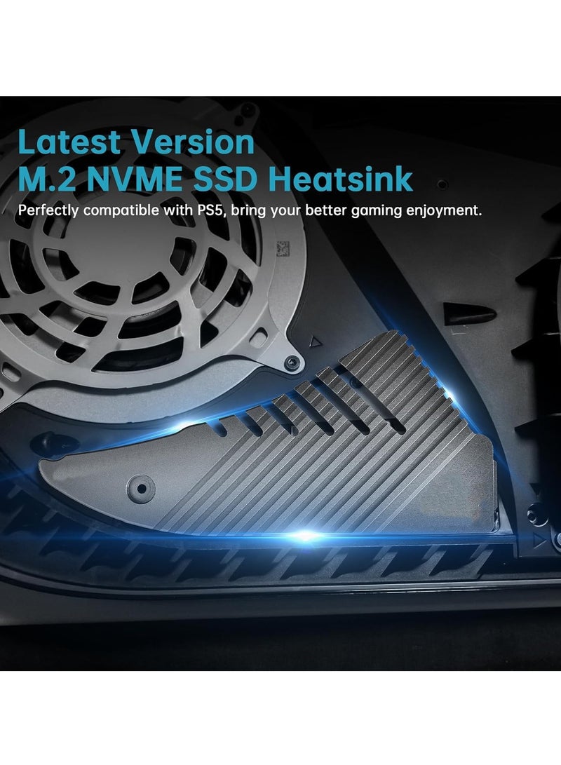 Excefore مبدد حراري M.2 لـ PS5 NVMe SSD، مبدد حراري من الألومنيوم مع 10 وسادات حرارية لجهاز Playstation 5 والكمبيوتر الشخصي، مجموعة عمود تثبيت تبريد SSD الداخلي M.2 Gen4 NVME PCIE 4.0 بفتحة توسعة - Image 2