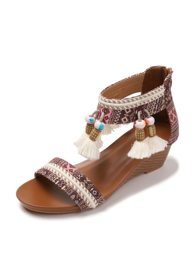 New Ethnic Style Roman Shoes Versatile Retro  Casual Vacation Beach Shoes