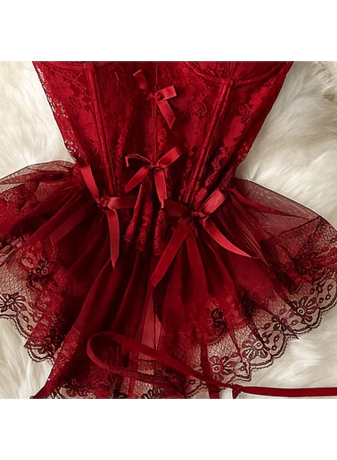 Caprisious  Elegant Lace Corset with Adjustable Straps and Matching Bottoms for Women | Best Price UAE
