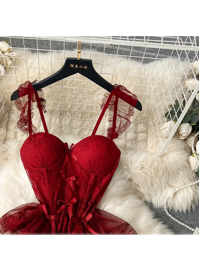 Caprisious  Elegant Lace Corset with Adjustable Straps and Matching Bottoms for Women | Best Price UAE
