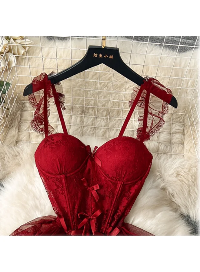 Caprisious  Elegant Lace Corset with Adjustable Straps and Matching Bottoms for Women | Best Price UAE