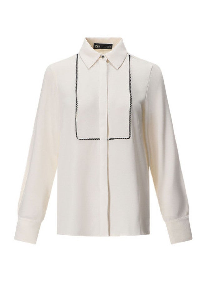 Zara women's Fashionable Tailored Draped Elegant Minimalist Lapel Shirt - Image 1