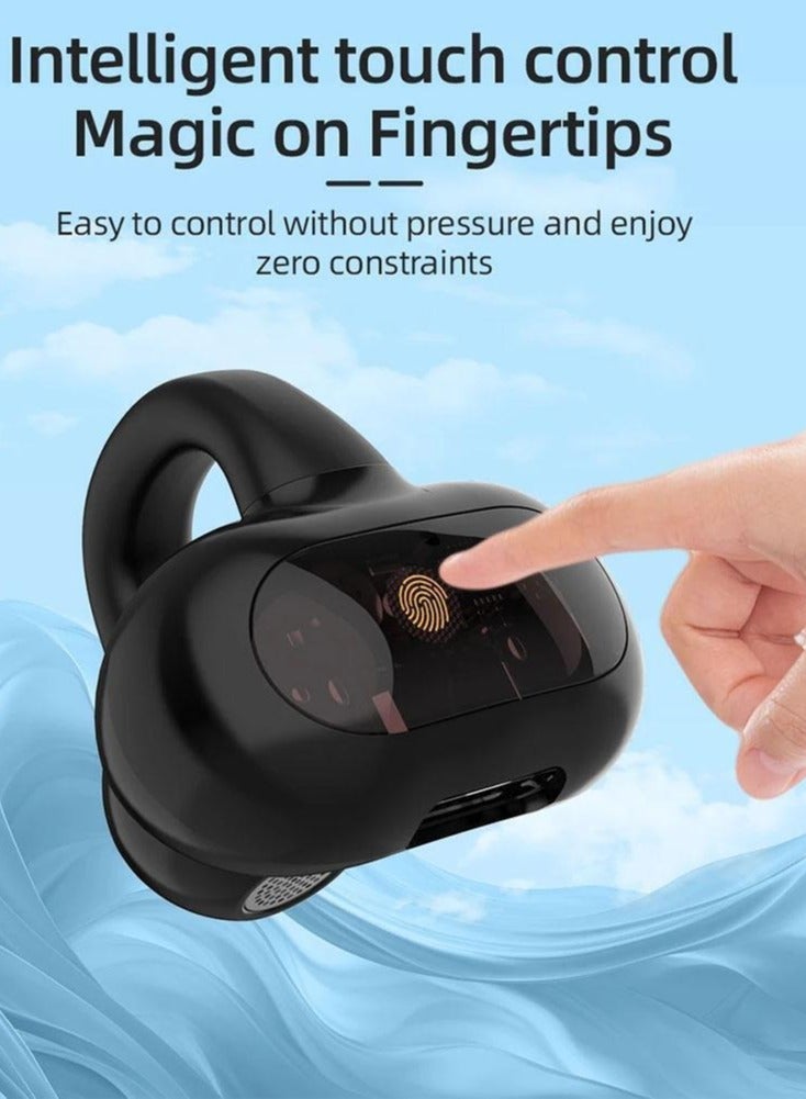 Bluetooth 5.4Wireless Earbuds Ear Clip Bone Conduction Headphones Sport-Head(Black) - Image 5