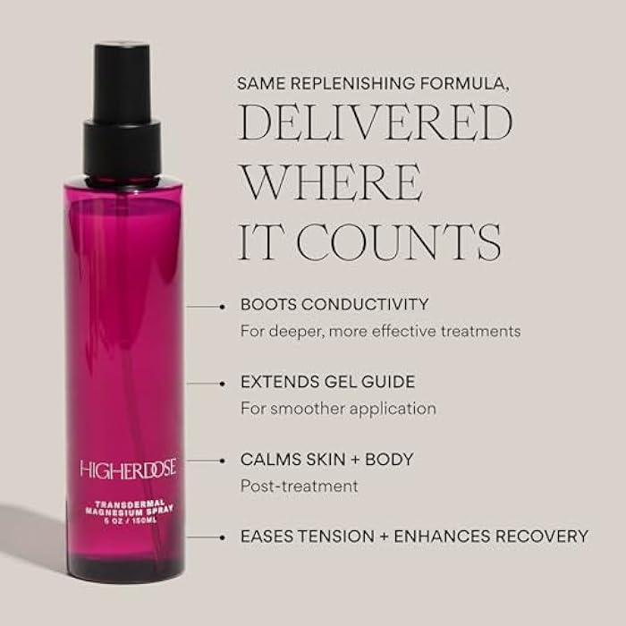 HigherDOSE Transdermal Magnesium Spray - Purified Water & Sea Salt Body Spray for Muscle Recovery, Mood Support & Hormone Balance - Relax and Absorb Electrolytes (5 Fl Oz) (Packaging May Vary) - Image 3