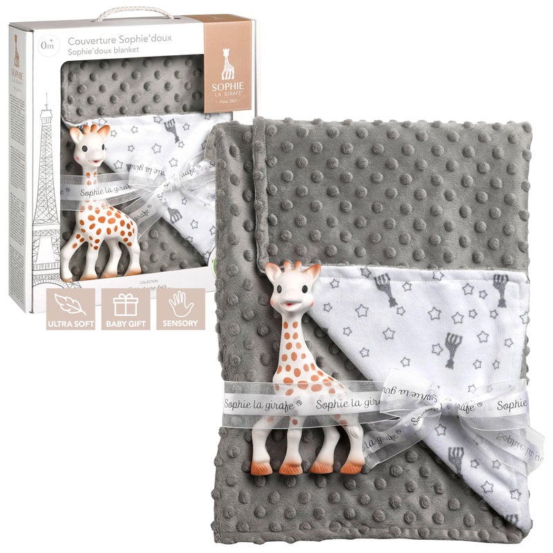 Sophie la girafe Gift Set | Includes Sophie la girafe & Sophie Doux Blanket | Born in Paris | Ultra-Soft Blanket | Warm Cocoon of Softness | Comfort & Soothe | Awaken All 5 Senses - Image 1