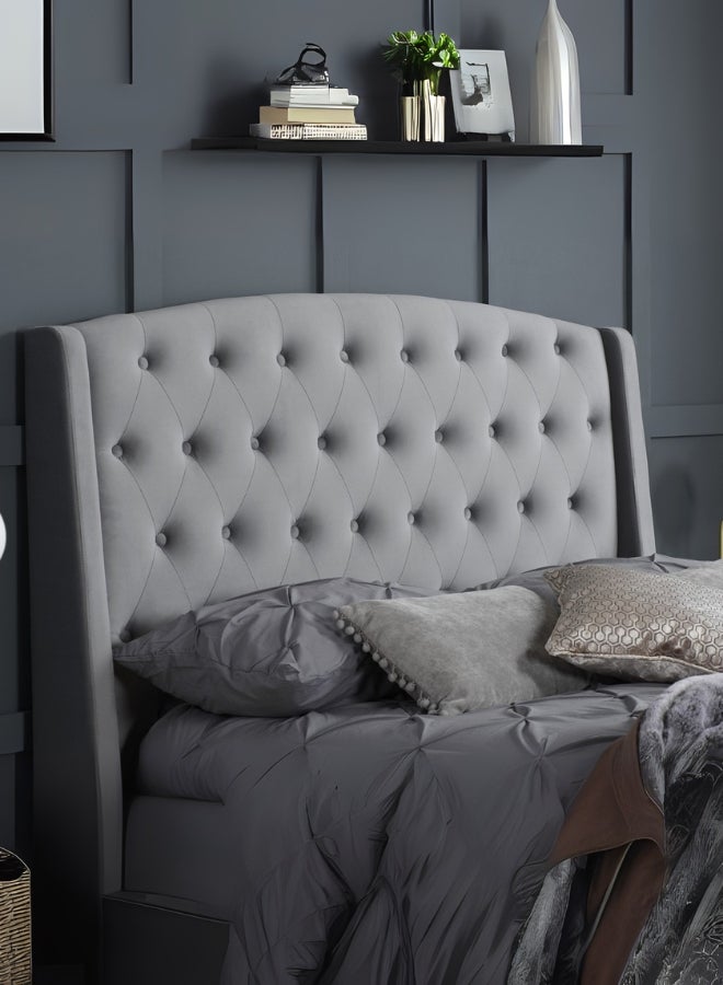 Bed and Mattress Home Luna Lounge Tufted Upholstered King Size ( Mattress Size 180 X 200 CM ) Grey Color Bed Size 212 W X 195 L CM ( Mattress Sold Separately )  - Image 2