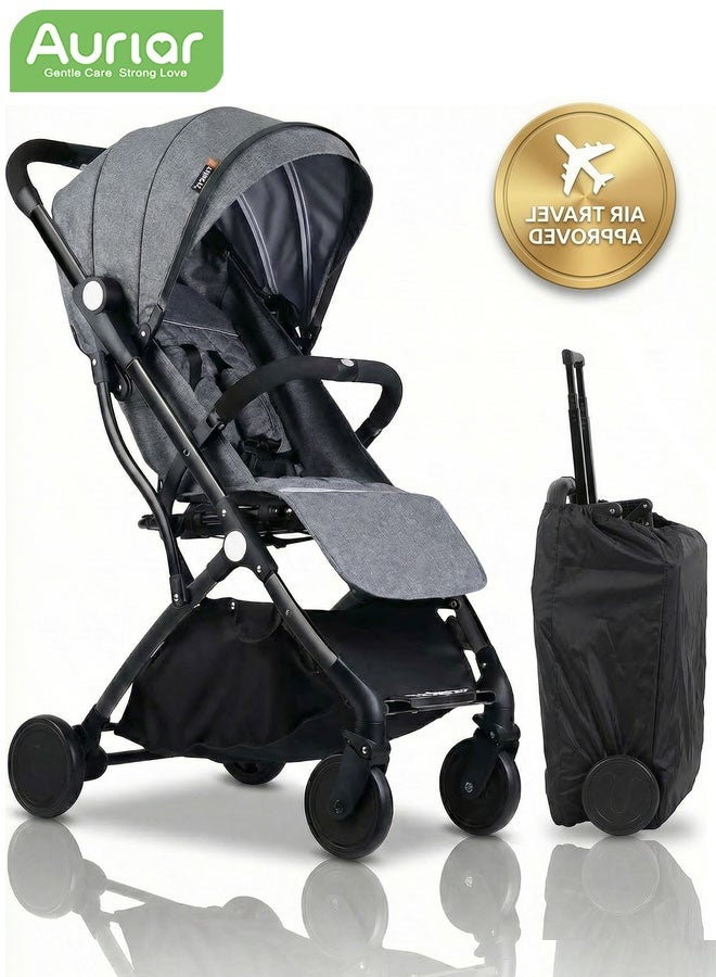 Aurlar Lightweight Airport Baby Stroller for Travel – Foldable Newborn Stroller with Travel Bag, 6.5KG, Smooth Push Single Stroller with 360° Swivel Wheels & Suspension, 5-Point Safety Harness, Reclining Seat, Sun & Wind Protection, Ideal for Daily Outings - Image 1