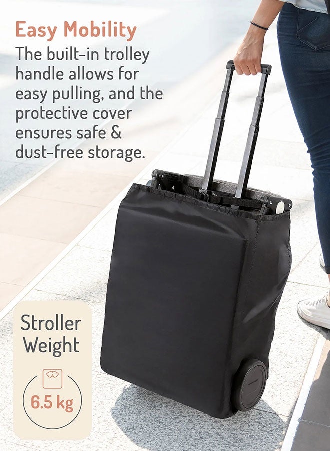 Aurlar Lightweight Airport Baby Stroller for Travel – Foldable Newborn Stroller with Travel Bag, 6.5KG, Smooth Push Single Stroller with 360° Swivel Wheels & Suspension, 5-Point Safety Harness, Reclining Seat, Sun & Wind Protection, Ideal for Daily Outings - Image 3