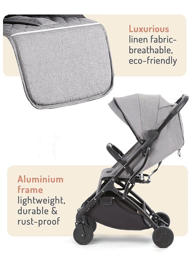 Aurlar Lightweight Airport Baby Stroller for Travel – Foldable Newborn Stroller with Travel Bag, 6.5KG, Smooth Push Single Stroller with 360° Swivel Wheels & Suspension, 5-Point Safety Harness, Reclining Seat, Sun & Wind Protection, Ideal for Daily Outings - Image 5