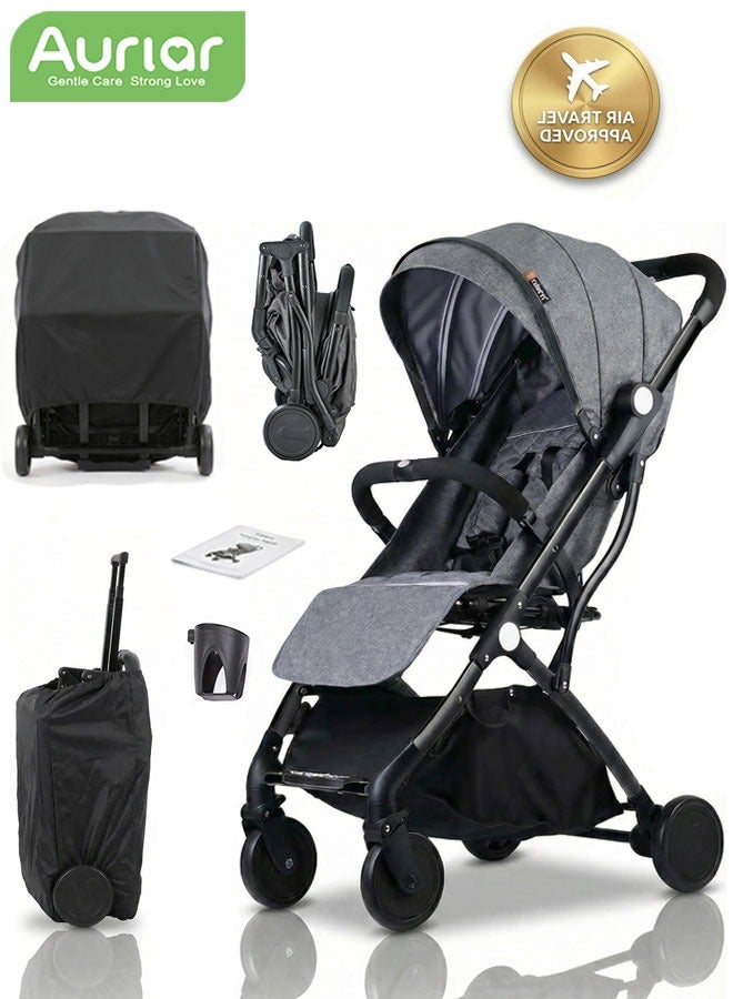الأورلار عربة أطفال خفيفة الوزن للسفر والمطار – عربية مواليد قابلة للطي مع حقيبة سفر، وزن 6.5 كجم، دفع سلس مع عجلات أمامية دوارة 360° وتعليق أمامي وخلفي، حزام أمان 5 نقاط، مقعد قابل للإمالة، حماية من الشمس والرياح، مناسبة للاستخدام اليومي والتنقل - Image 1