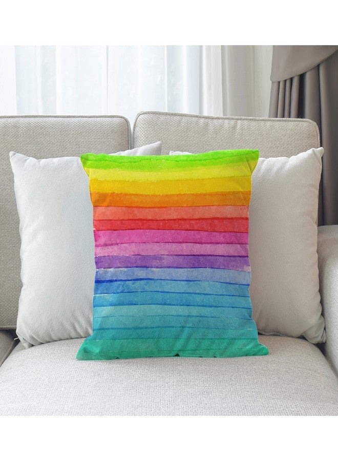 Moslion Rainbow Pillow Cover Summer Rainbow Stripes Cotton Linen Decorative Throw Pillow Case 18 x 18 Inch Standard Square Cushion Cover for Sofa Bedroom Men Women Multicolor - Image 3