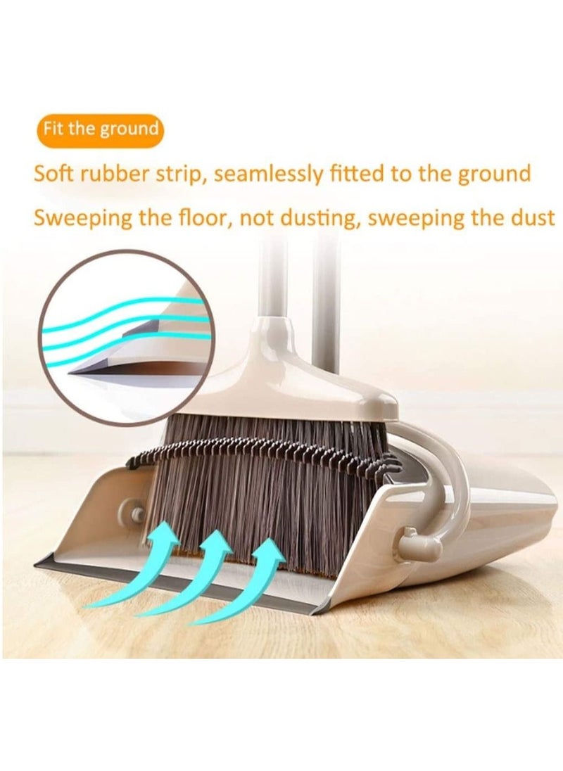 Swift - Broom and Dustpan Set with Long Telescoping Handle Combo Set for Office and Home Standing Upright Sweep Use, Beige - Image 1