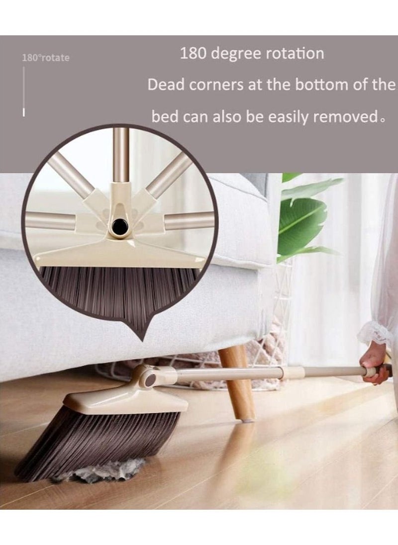 Swift - Broom and Dustpan Set with Long Telescoping Handle Combo Set for Office and Home Standing Upright Sweep Use, Beige - Image 1