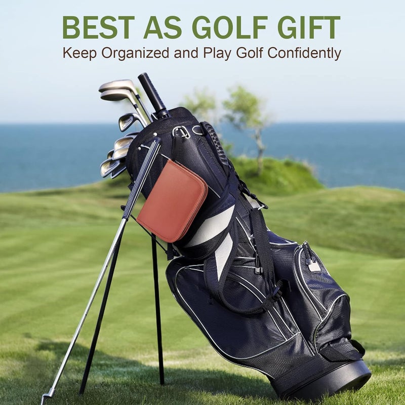 Jiskan Golf Accessories Set with Hi-End Leather Case, Golf Balls, Rangefinder, Tees, Brush, Divot Knife, Scorer, and Ball Clamp - Image 5