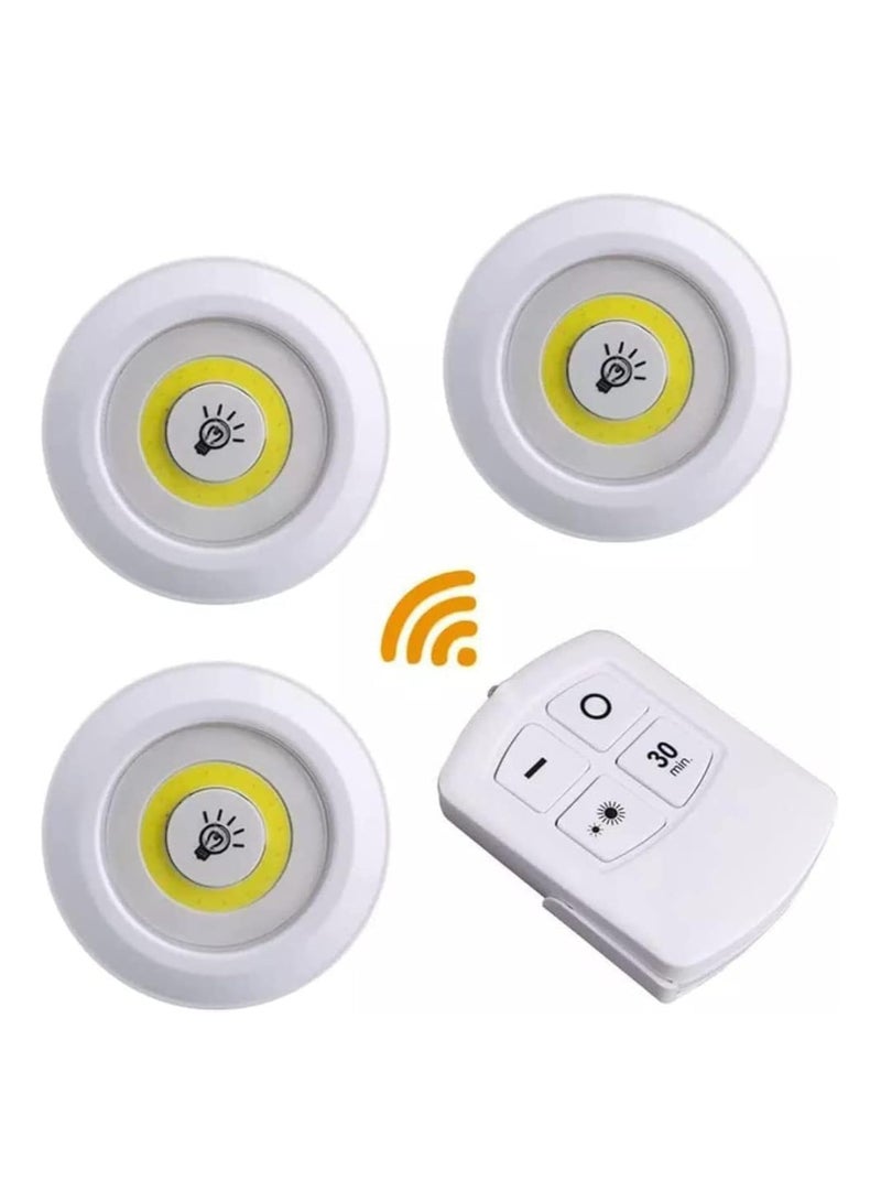 TIGER 3 Pack Wireless Under Cabinet LED Night Lamps with Remote Control – Battery Powered, Dimmable, Adjustable Brightness – Touch Sensor Lights for Kitchen, Closet, Wardrobe, Wall, Bedroom – Easy Installation, Energy Efficient, Home Lighting - Image 1