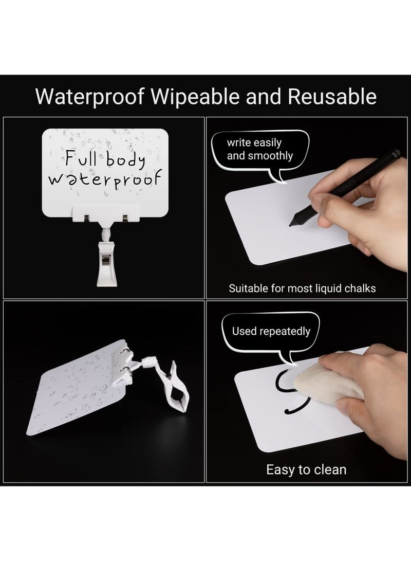 Zikra 10 Pack Double Head Display Clips Rotating Reuse Food Display Sign Price Tag Merchandise Sign Clip, Mini Plastic Chalkboard Sign with Clip for Business, Party, Office, Exhibition (White) - Image 3