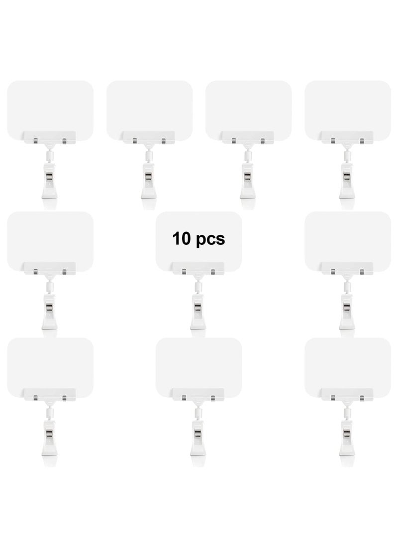 Zikra 10 Pack Double Head Display Clips Rotating Reuse Food Display Sign Price Tag Merchandise Sign Clip, Mini Plastic Chalkboard Sign with Clip for Business, Party, Office, Exhibition (White) - Image 1