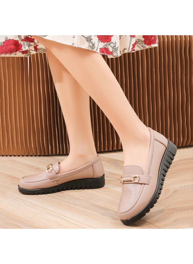 Egchi Women's Mom Shoes, Non-slip Soft Sole, Slip-on, Outdoor Casual Nurse Shoes, H7575, Beige, Size 39 - Image 5