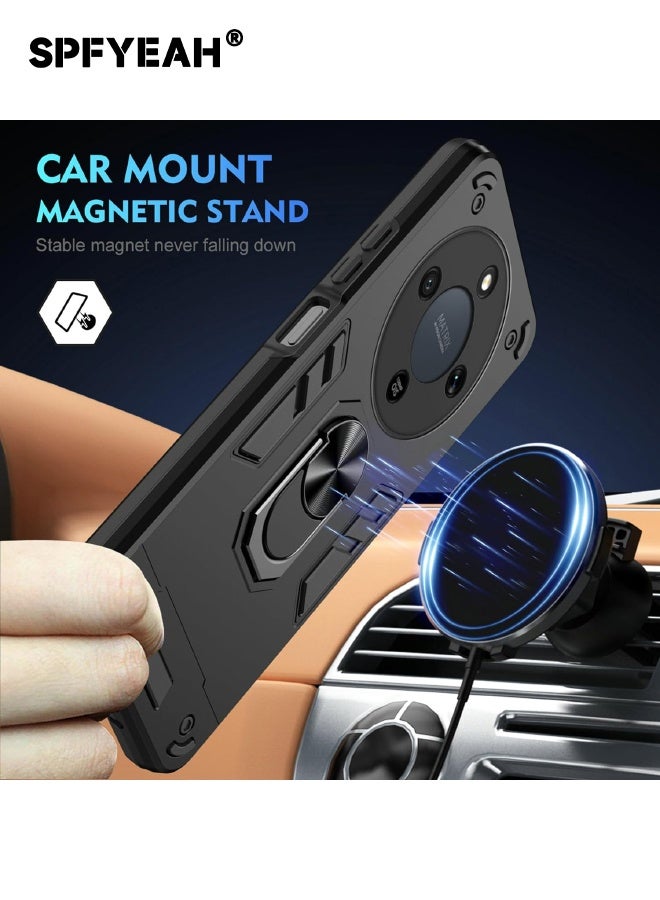 اس بي اف يا. [2 في 1] غطاء Honor X9D مع واقي شاشة من الزجاج المقوى، جراب متين مقاوم للصدمات مع حامل حلقي لهاتف Honor X9d 5G مقاس 6.79 بوصة، أسود - Image 2