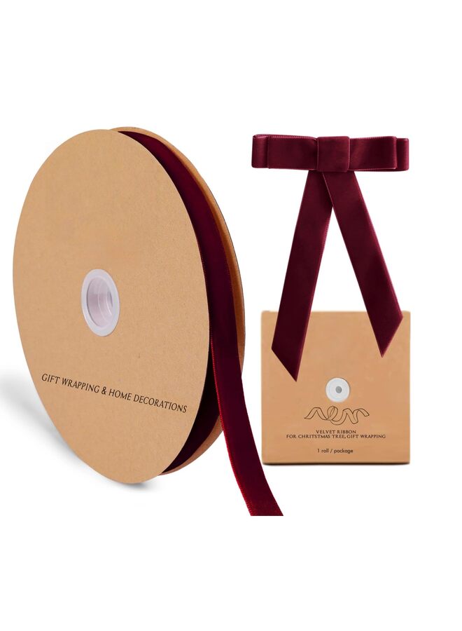 LAMAY velvet ribbon, suitable for gift wrapping, bouquets, wreath decoration, bow making (red) - Image 1