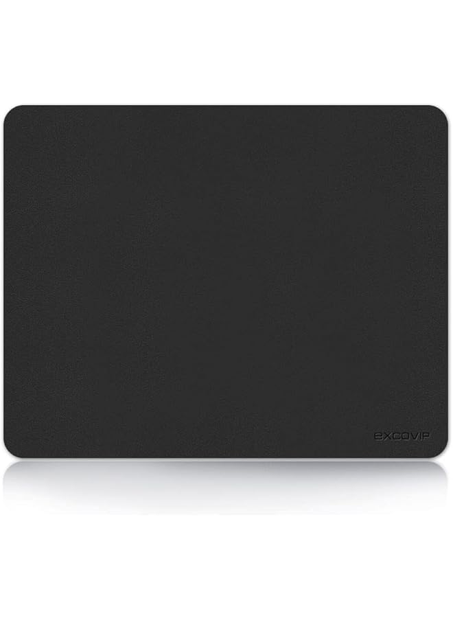 excovip Mouse Pad Non Slip Pu Leather Desk Pad Waterproof Desk Pad Protector Desk Writing Mat For Office Home Small Size（Black） - Image 1