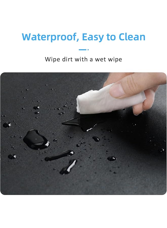 excovip Mouse Pad Non Slip Pu Leather Desk Pad Waterproof Desk Pad Protector Desk Writing Mat For Office Home Small Size（Black） - Image 4