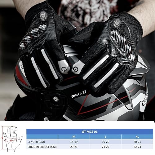 BADOWL Carbon Fiber PVC Knuckle Protection Riding Gloves | Touchscreen Sports Gloves with Anti-Slip Grip | Breathable, All-Weather, (Grey, XL) - Image 4