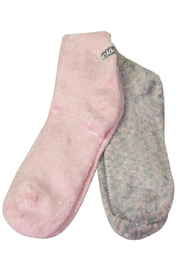 Cloudz *Cloudz - (2 Pairs!) Dreamy Pink Soft Plush Natural Aloe Vera Spa Socks - (Assorted Solid & Patterned) - Image 1