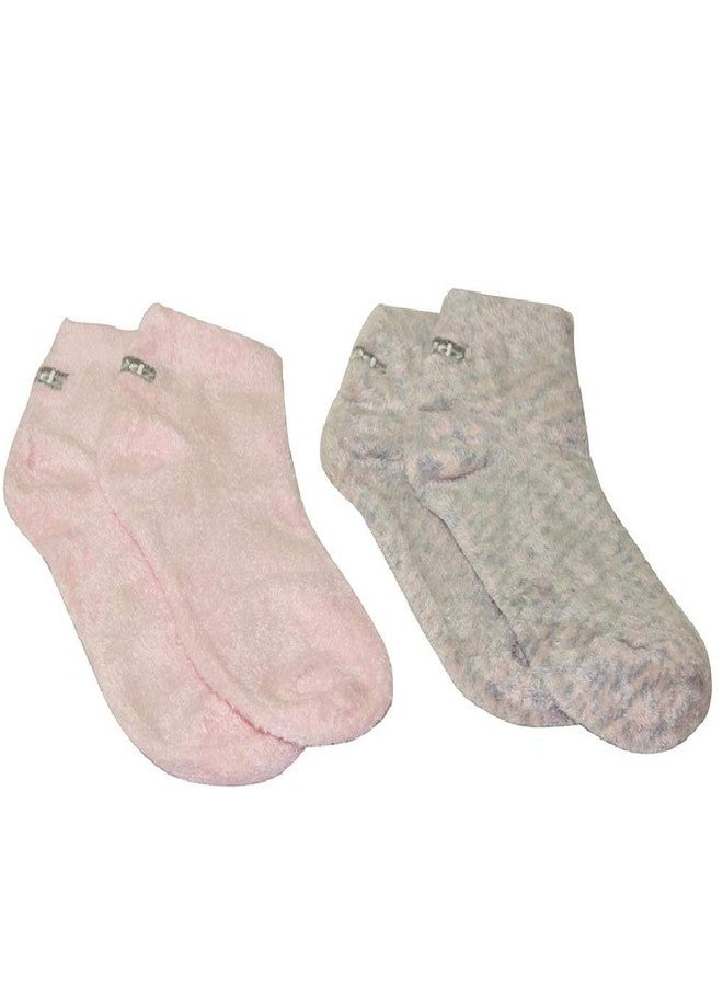 Cloudz *Cloudz - (2 Pairs!) Dreamy Pink Soft Plush Natural Aloe Vera Spa Socks - (Assorted Solid & Patterned) - Image 4